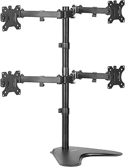 VIVO Quad 13 to 30 inch Monitor Free-Standing Mount, Fully Adjustable Desk Stand, Holds 4 Flat or Curved Display Screens, STAND-V004F