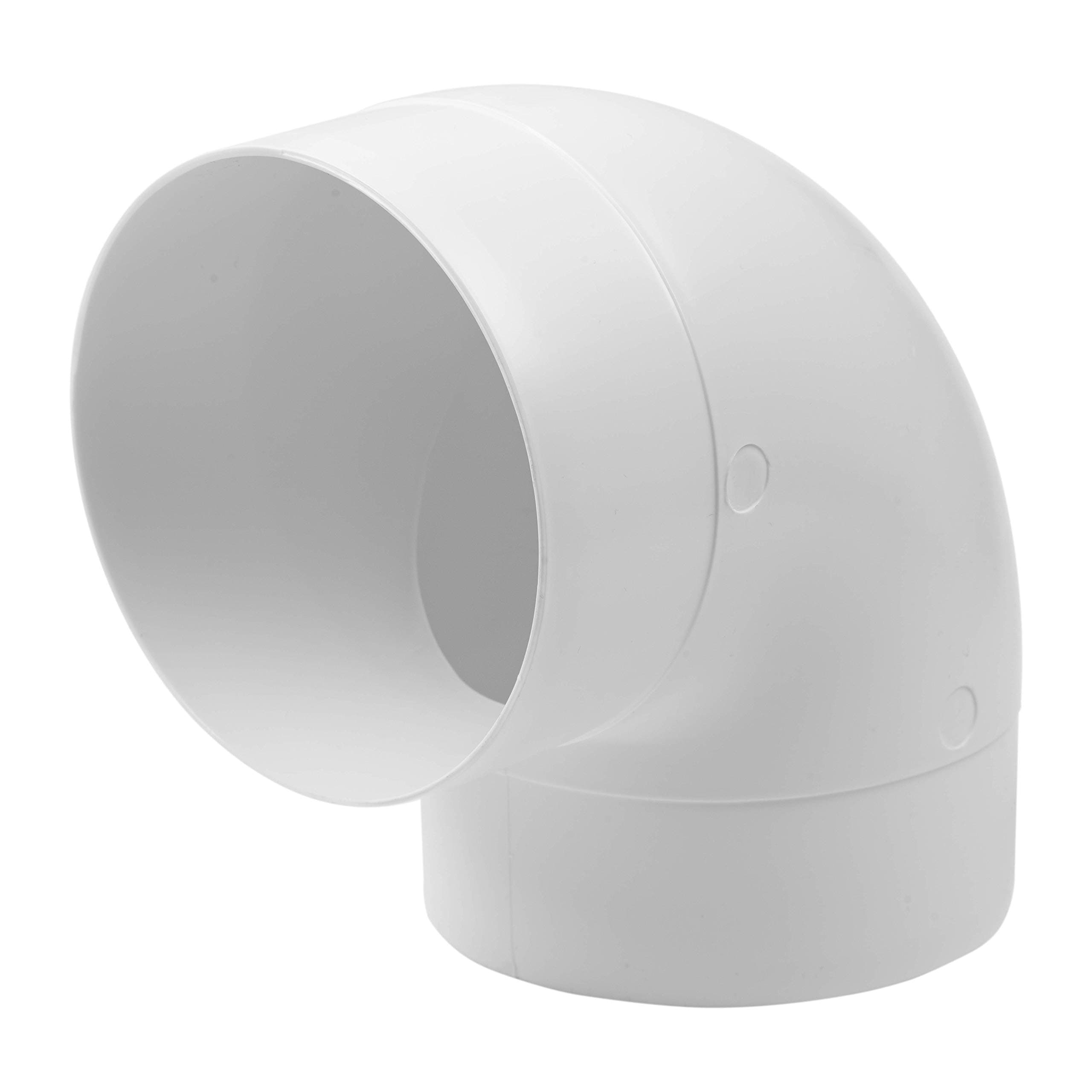 HVAC OV 4" 90 Degree Vent Extender, PVC Pipe Vent Duct Connector, Round Pipes, hub and hub Plastic Pipe Joiner, Indoor use. (4'')