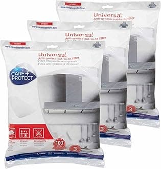 Care+Protect Cooker Hood Filter - Universal - Cut-to-Size - Anti-Grease - Anti-Odour - Self-Extinguishing - Size 47x97 cm - Absorbency 100 g-sq-m - x3