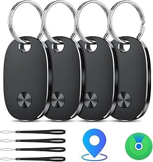 Tracker Tags-4 Pack, Bluetooth Tracker Works with Apple Find My APP (iOS Only), Keys Finder and Item Locator for Luggage, Backpack, Suitcases, Replaceable Battery, IP67 Waterproof weTag pro