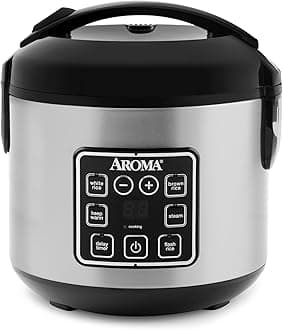 8 Cup Stainless Steel Cool Touch Digital Rice/Multicooker/Food Steamer, Black