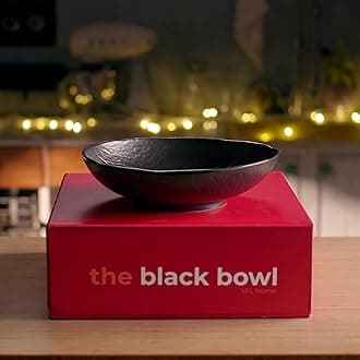 YFL Home Black Bowl for Kitchen with 3 Liter Capacity, Food Safe, 12 Inch Ceramic Bowl for Tabletop Countertop, Bowl with Non-Slip Base, Great for Mixing,