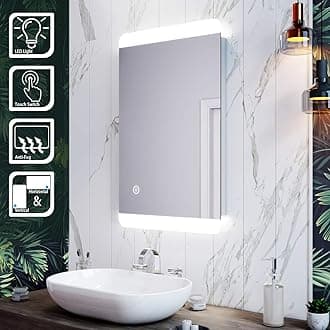 ELEGANT 800 x 500 mm Backlit Illuminated Bathroom Mirror with Lights，Horizontal/Vertical Bathroom Vanity Wall-Mounted Mirrors with Demister Pad, Energy-Saving LED Smart Mirror