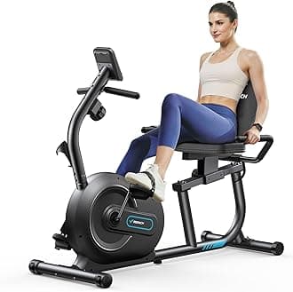 MERACH Recumbent Exercise Bike Cardio Equipment, Stationary Bike with Smart Bluetooth and Exclusive App Connectivity Stepper, LCD, Heart Rate Handle,Elliptical Cross Trainer Magnetic Recumbent Cycle