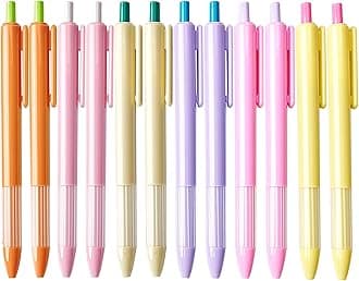 LuminoMei Pens,Bold(1.0mm) Point Black Ink Pens,12 Count Pack Mixed Colord Pe...
