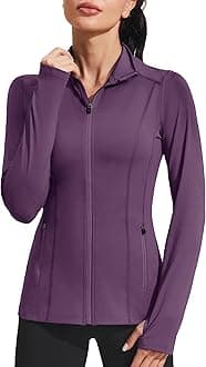 PINSPARK Women's Athletic Jackets Slim Fit Workout Jacket Full Zip Up Running Gym Yoga Sports Tops with Pockets