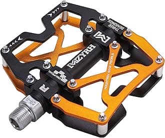 MZYRH Mountain Bike Pedals Super Strong Colorful CNC Machined 9/16" Cycling Shield 3 Bearing Pedals Black Black Glod 3 Bearings