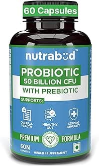 - Probiotic Supplement 50 Billion CFU - 60 Veg Capsules - Probiotic for Gut Health Supplements - Supports Digestion & Immunity (60 Count (Pack of 1), Unflavoured)