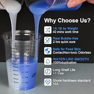 38 oz Liquid Silicone Mold Making Kit, 15A Mold Making Liquid Silicone Rubber, Volume Ratio 1:1, Color Sapphire Blue, Suitable for Making Silicone Molds for Resin, Soap, Concrete, Wax