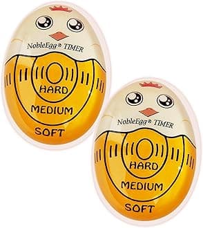 NobleEgg Egg Timer for Boiling Eggs, Soft Medium Hard Boiled Egg Timer That Changes Color When Done, No BPA, Basics line, Yellow, Pack of 2