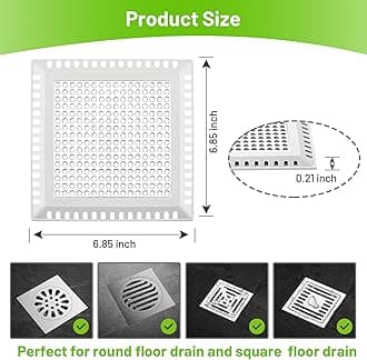 Aluvor Shower Drain Cover - Quality Hair Catcher, Square Design - No Rust!