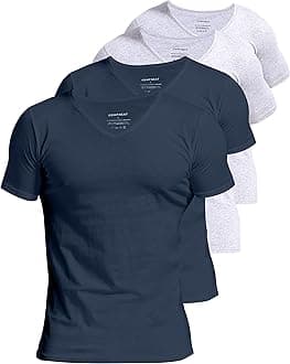 Comfneat Men's 4 or 6-Pack Undershirts 100% Cotton Comfy V-Neck T-Shirts