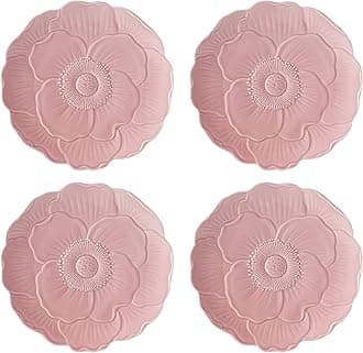 897768 Butterfly Meadow Floral Accent Plates, Pink, Set of 4