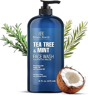 BOTANIC HEARHT Tea Tree Face Wash with Mint - Acne Fighting, Therapeutic, Hydrating Liquid Face Soap with Pure Tea Tree Oil - for Women and Men, Paraben Free, Fights Acne - 470ml
