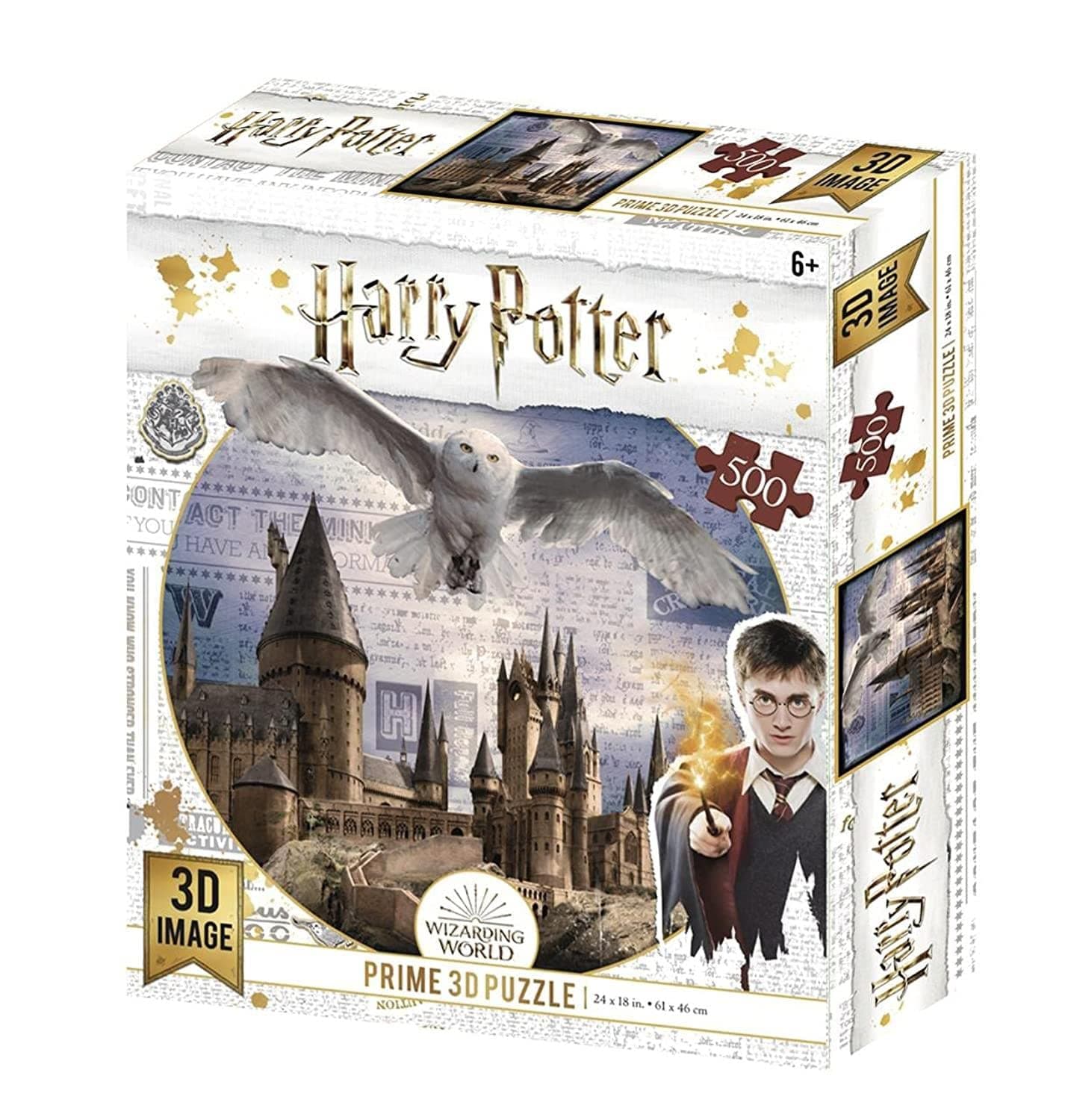 Harry Potter Redstring Hogwa RD-RS263004 3D Effect 500 Piece Hogwarts & Hedwig Puzzle, Various
