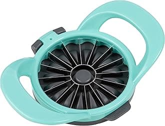 PrepWorks by Progressive Dishwasher Safe 16-Slice Thin Apple Slicer and Corer with Attached Safety Cover (Turquoise)