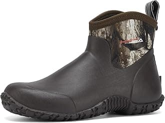 HISEA Men's Rain Boots, Ankle Height Garden Shoes Waterproof Insulated Rubber Neoprene Mud Boots Anti-Slip Outdoor Work Booties for Gardening Farming Camping Fishing and Yard Working
