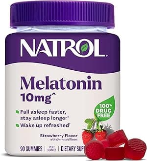 Natrol 10 mg Melatonin Gummies, Sleep Support for Adults, Melatonin Supplements for Sleeping, 90 Strawberry-Flavored Gummies, 45 Day Supply