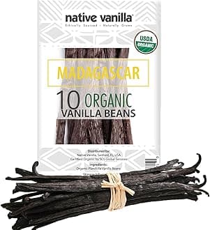 10 Organic Madagascar Beans - Gourmet Grade A Premium Pods - For Extract & Baking - For Cooking, Desserts & More - 100% Vegan & Kosher - Non-GMO & Gluten-Free -