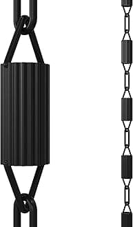 Rain Chains Direct Manicotti, 8.5 Feet Length, Aluminum, Black Powder Coated, Functional and Decorative Replacement for Gutter Downspouts