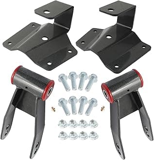 4'' Rear Drop Shackles and Hangers Kit for 1996-2006 Chevy Silverado 1500 GMC Sierra 2WD Truck Short Bed Only Lowering Leveling Set