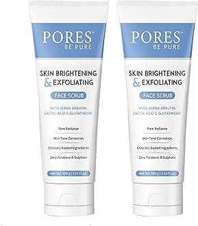 Brightening Face Scrub for Glowing Skin | Glutathione & Glycolic Acid Face Exfoliator | Removes Dead Skin, Blackheads & Impurities | Face Scrub for Men & Women | All Skin Types - ( 100g X 2 )