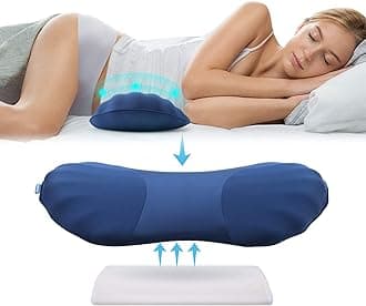 RESTCLOUD Adjustable Lumbar Support Pillow for Sleeping Memory Foam Back Support Pillow for Lower Back Pain Relief and Sleeping, Lumbar Support Pillow for Bed and Chair