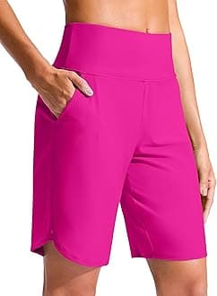 G GradualWomen's 9" Long Swim Board Shorts High Waisted Quick Dry Beach Swimming Shorts for Women with Pockets Liner