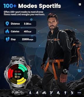 LIGE Smartwatch for Men - 1.43" HD Military Watch with 530mAh Battery, Answer/Make Calls, Heart Rate/Sleep Monitor, 120+ Sports Modes, IP68 Waterproof Step Counter for Android iOS