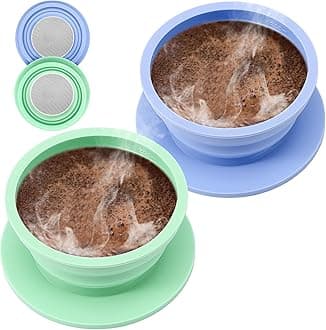 2-Packs Paperless Collapsible Travel Pour Over Coffee Dripper Kit Portable Coffee Filter - Travel Pour Over Coffee Maker Camping - Reusable Coffee Strainer Pour Over Cup (Blue+Green)