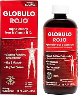 Globulo RojoIron Supplement - Liquid Dietary Supplement with High Potency Iron & B Vitamins (Vegan) (1 Pack)