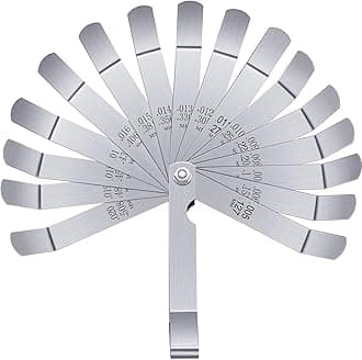 Hotop 16 Blades Stainless Steel Feeler Gauge Dual Marked Metric and Imperial Measuring Tool for Valves, Spark Plugs,Automotive Gaps(0.005/0.127-0.02/0.508 mm)