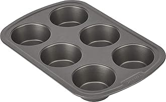 GoodCook Everyday Nonstick Steel Muffin Pan, 6 Cup, Gray