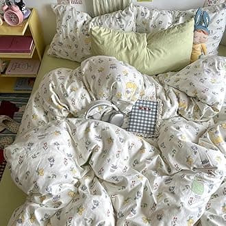 HOLY HOME Kid’s Bedding, Cartoon Duvet Cover Set 4 Piece Birthday Gift Bedclothes (Rainbowcat, Twin)