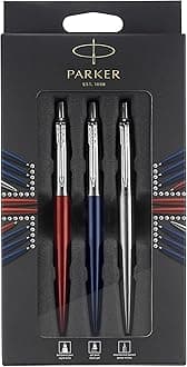 Parker Jotter London Trio Discovery Pack: Ballpoint Pen (Royal Blue) Gel Pen (Red Kensington) & Mechanical Pencil (Stainless Steel)