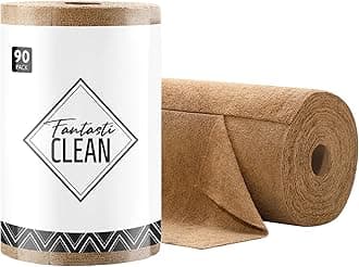 Microfiber Cleaning Cloth Roll -90 Pack, Tear Away Towels, 12" x 12", Reusable Washable Rags (Tan)