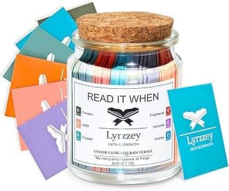 Lyrzzey Quran Verse Jar – 102 Color-Coded Emotions with Premium Handpicked Quranic Verses, Islamic Affirmations Cards, Spiritual Gift for Muslim Men & Women, Ramadan Eid Decor