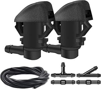Windshield Washer Nozzles Kit, Front Windshield Washer Nozzle Assembly and Fluid Hose with Connectors for Honda Pilot 2009-2012 2014 2015, Replaces OEM # 76810-SZA-A01ZA