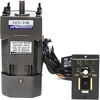 Variable Speed Gear Reduction Motor, 110V AC Gear Motor Single-Phase High Torque Electric Gear Reducer Motor with Speed Controller 0-135RPM 60W 10K(Reduction Ratio 1:10)