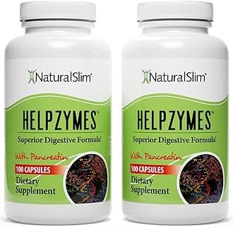 Digestive Enzymes for Women & Men - Helpzymes Essential Enzymes for Digestion, Gut Health, Gas Bloating with Bromelain, Ox Bile, Pancreatin. & Betaine HCL - 100 Capsules 2pk