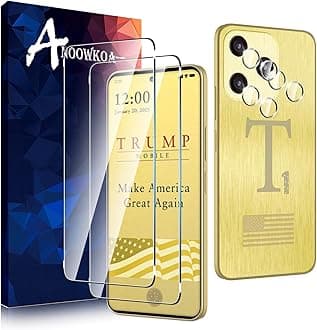 2 Pack for Trump Mobile T1 Phone Screen Protector + 2 Pack T-Mobile T1 Phone Camera Lens Tempered Glass Protector.9H Hardness.Support Fingerprint Unlock Bubble-Free.Easy Installation