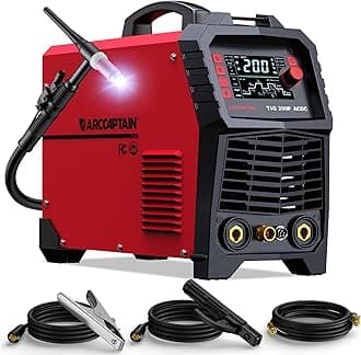 ARCCAPTAIN TIG Welder AC/DC 200Amp with Pulse, Aluminum TIG Welder 110V/220V TIG Welder with Square/Triangular Wave/Stick/MMA/Spot 7 in 1 MultiProcess Welding Machine