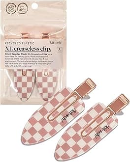 Creaseless XL No Bend Hair Clips for Makeup - Recycled Plastic, No Crease, Stylish Make Up Accessories, 2pcs (Terracotta Checker)