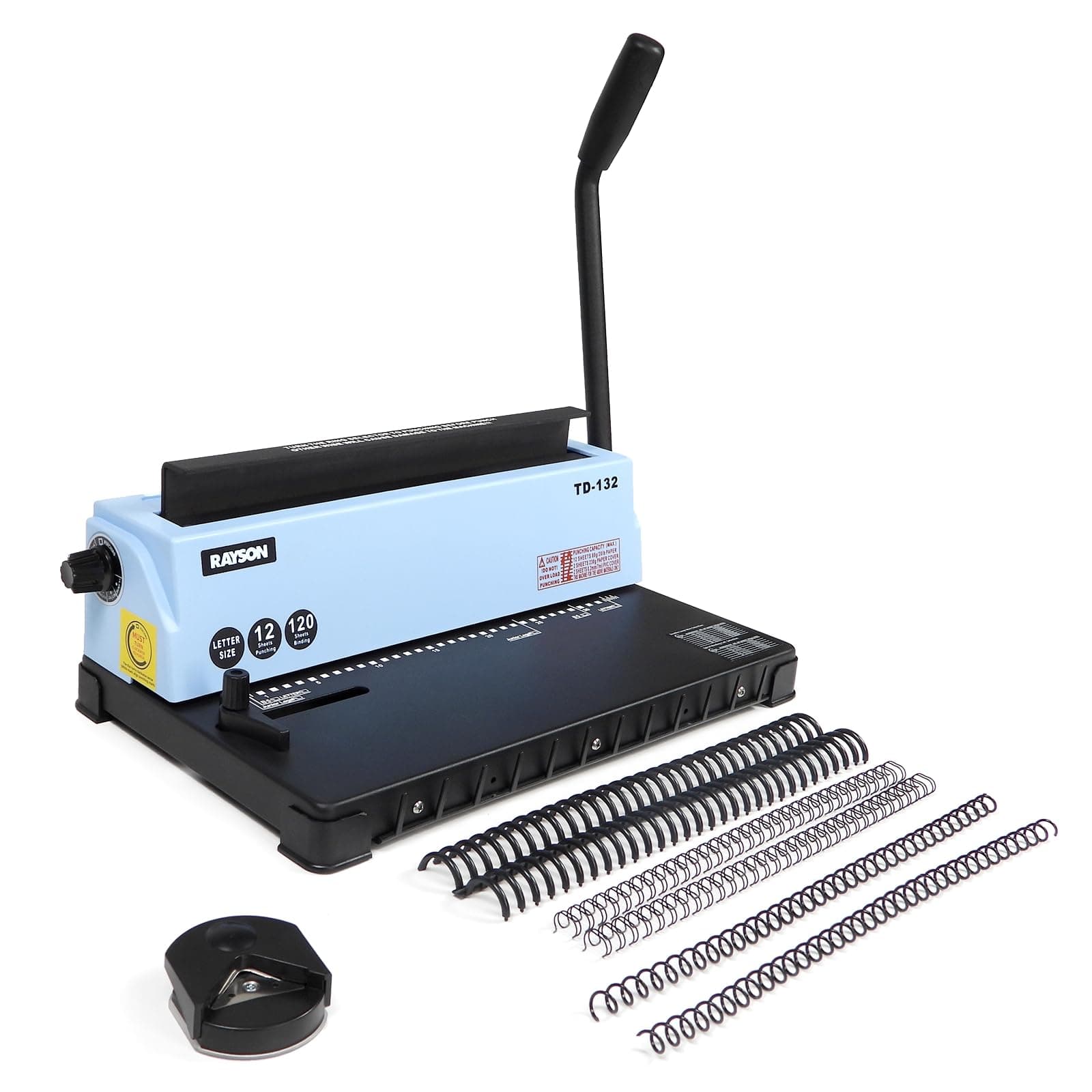 TD-132 Binding Machine Punch 12 Sheets/Bind 120 Sheets with Sturdy Metal Construction