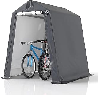 6' x 7' Outdoor Storage Shelter Shed- Heavy Duty Storage Tent with Roll-up Ventilated Windows, Portable Garage Storage shed for Bike, ATV, Motorcycle Shelter, Gray