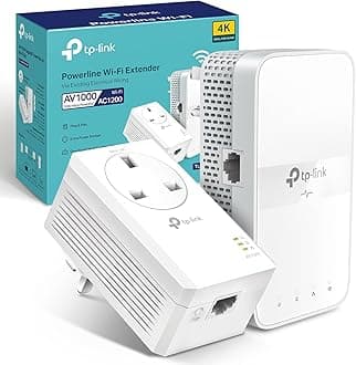 TP-Link TL-WPA7617 KIT AV1000 Powerline Adapter WiFi Extender, WiFi 1200Mbps, Ethernet Ports, Powerline WiFi Extender, Powerline Network Adapters, Plug & Play, 4K video streaming & Online Gaming