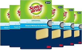 Scotch-Brite Dobie Pads, Dobie Sponge for All Purpose Cleaning of Kitchen, Bathroom, and Household, Non Scratch Dobie Cleaning Pads Safe for Non-Stick Cookware, 12 Dobie Pads