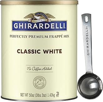 Classic White Premium Frappé Mix, 3.12 lb Can with Ghirardelli Stamped Barista Spoon
