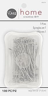 Dritz Home 2-Inch T-Pins, 100 Count, Nickel-Plated Steel