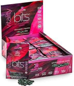 VITALITYbits - Organic Blended Spirulina & Chlorella Tablets - Algae Superfood - Energy, Self Care, Beauty - Replace Greens, Supplements, Protein, Snacks - Vegan, Keto, Gluten Free - 900 Tablets